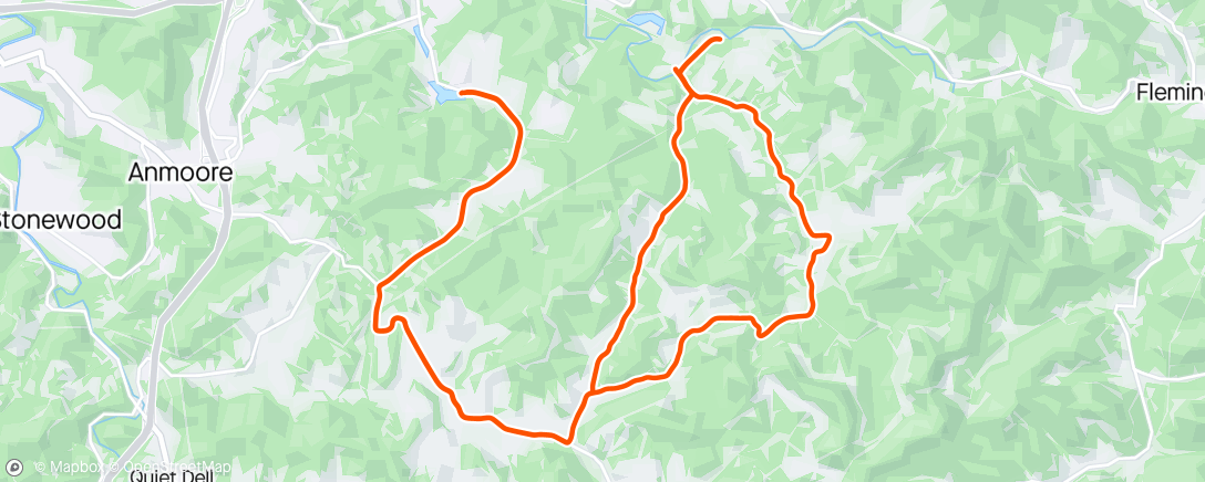 Map of the activity, Windy Gravel Bike Ride Bridgeport, West Virginia ☀️