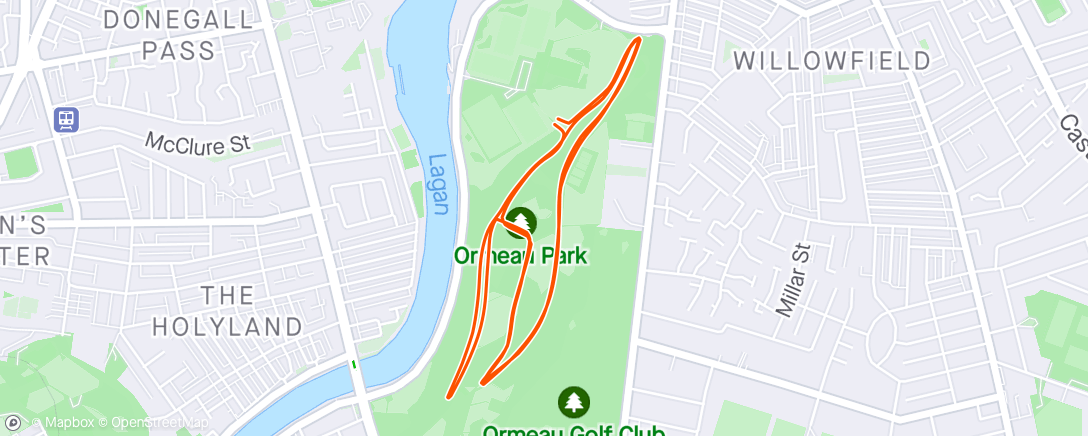 Map of the activity, Ormeau Parkrun Belfast P72, lovely sunny morning for it ☀️🌳