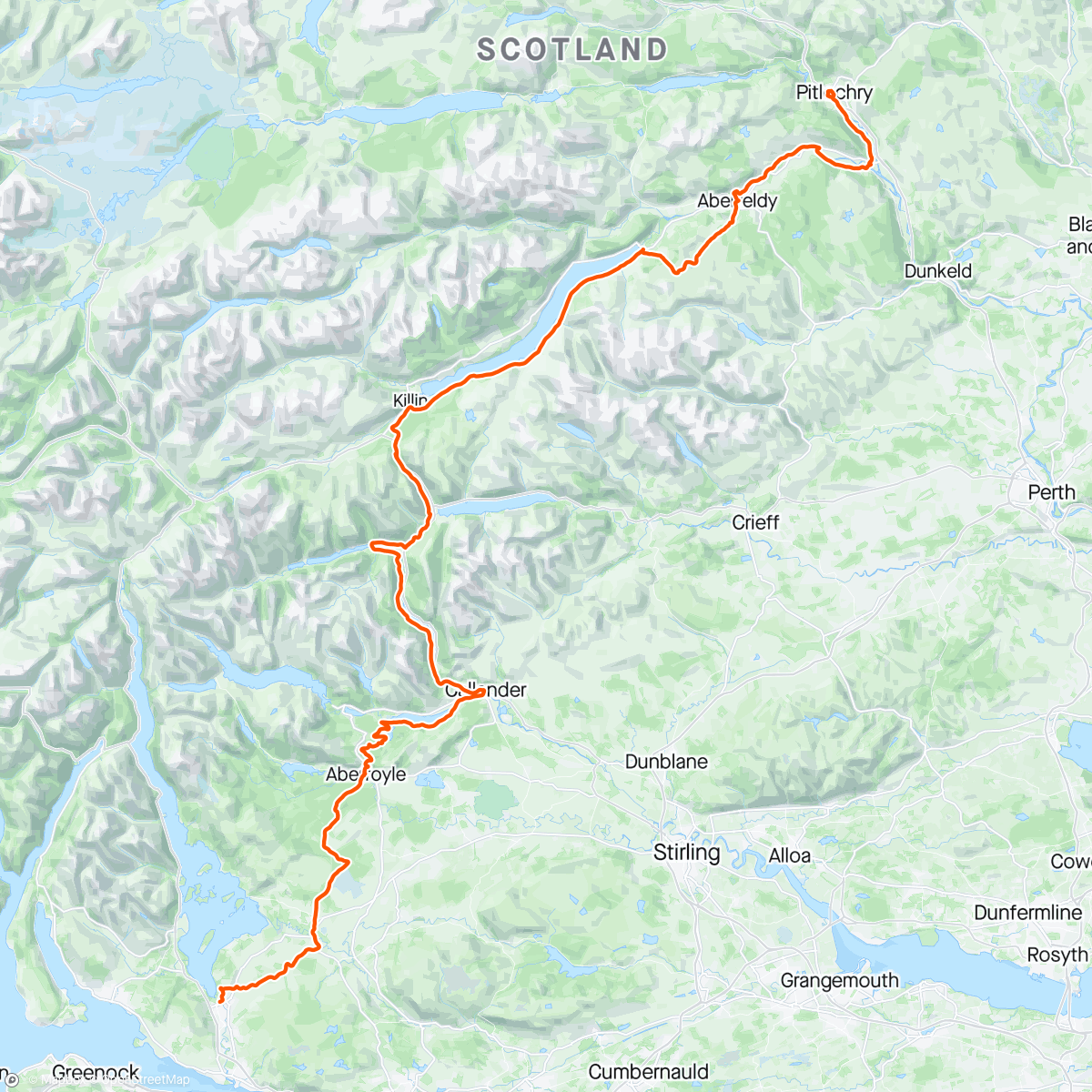 Map of the activity, Rob Roy/Route 7