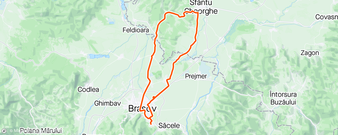 Map of the activity, Monday Group Ride