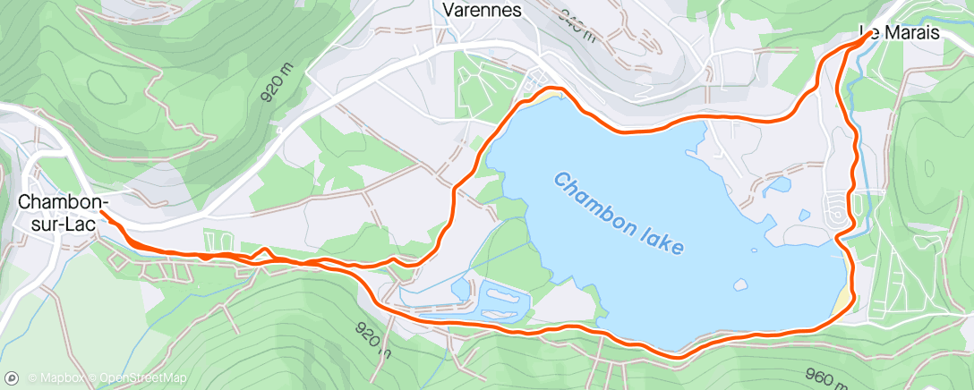 Map of the activity, Course à pied le soir