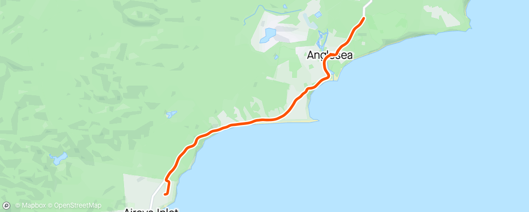 Mapa da atividade, lovely afternoon ride to Anglsea interrupted by a massage with Jane. Splendid