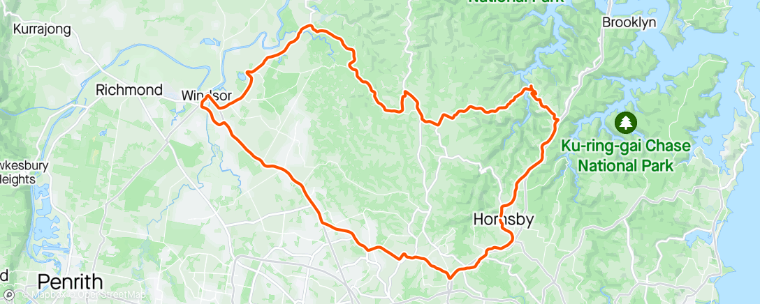 Map of the activity, Go 4 Broke training ride