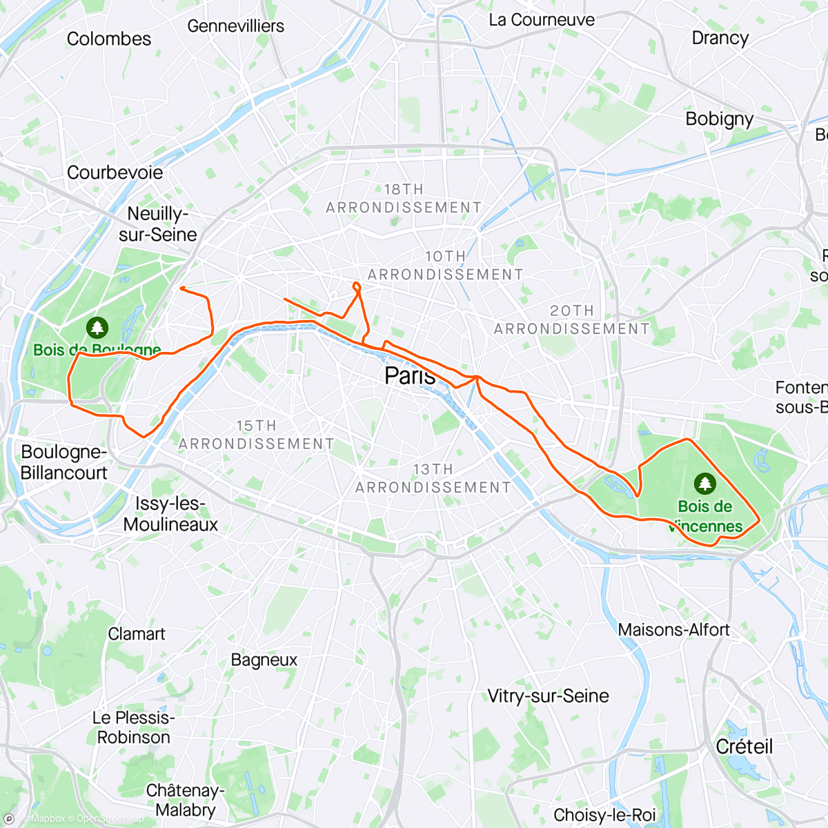 Map of the activity, Marathon avec cheville en vrac