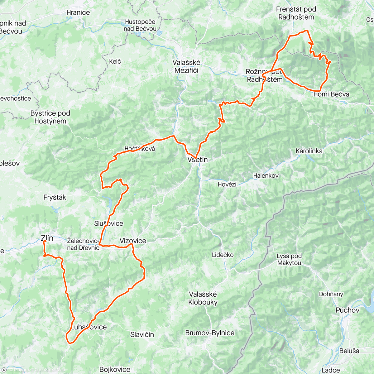 Map of the activity, Czech Tour stage 2