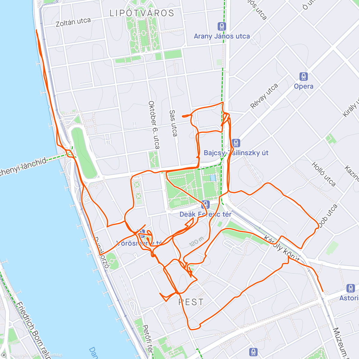 Map of the activity, Lunch Walk 1day in budapest