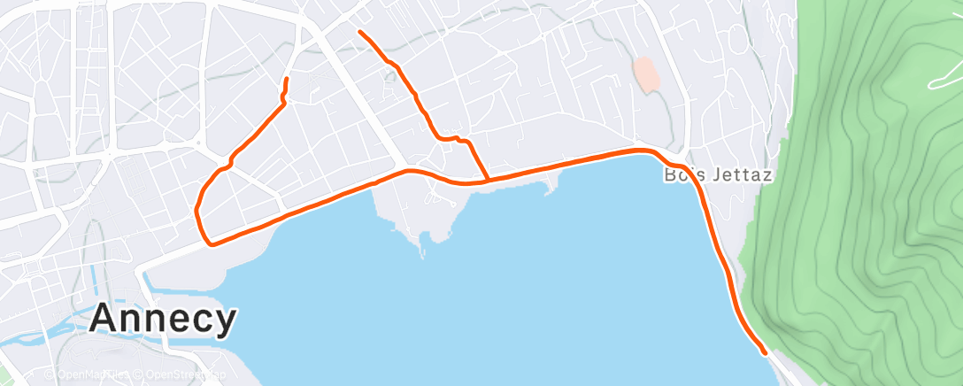 Map of the activity, Course à pied le midi