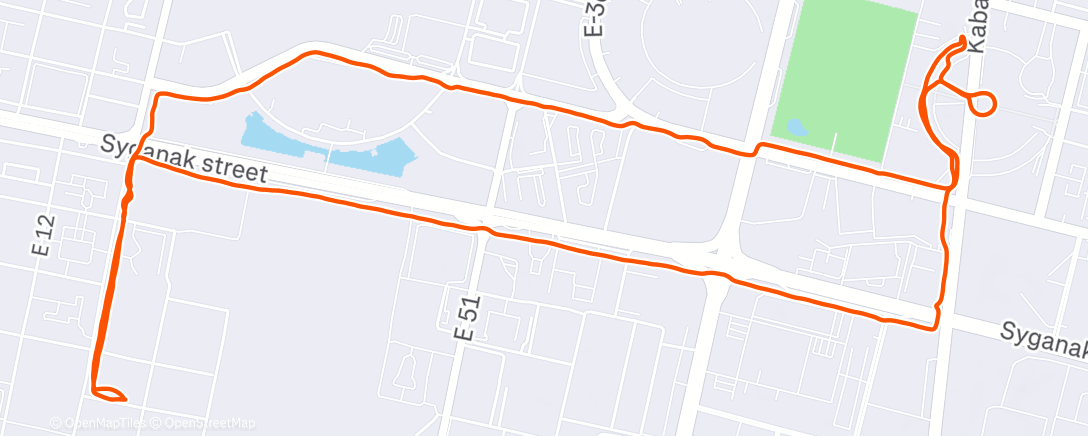 Map of the activity, Evening Run