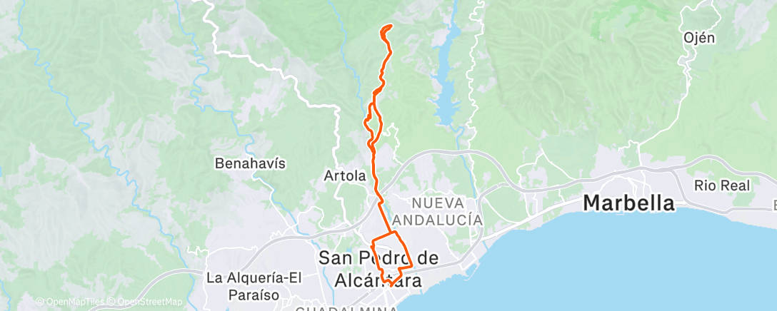 Map of the activity, Bicicleta de montaña por la tarde