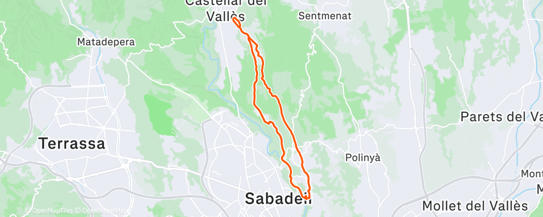 Map of the activity, Bicicleta de montaña por la tarde