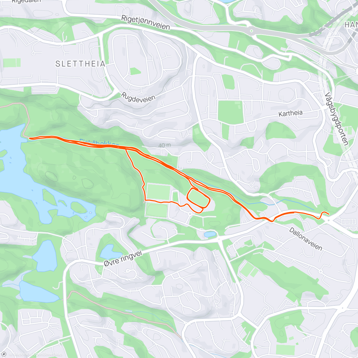 Mapa de la actividad, Løpe/gåtur