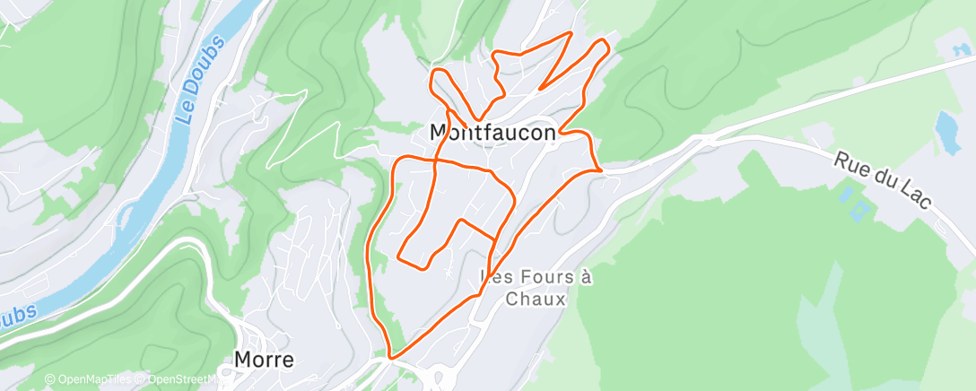 Map of the activity, Course à pied le matin