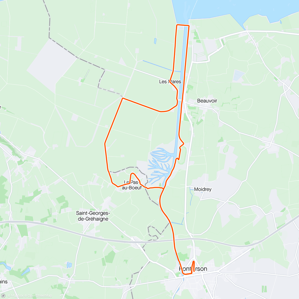 Mapa da atividade, Semi marathon de Pontorson avec Trail en Baie 😜🤪👍🏻
