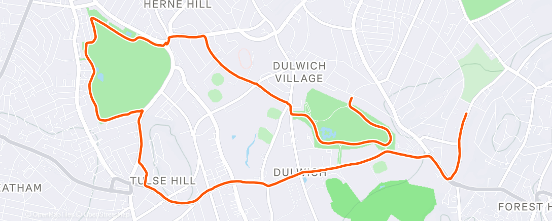 Map of the activity, Friday Lunch Run