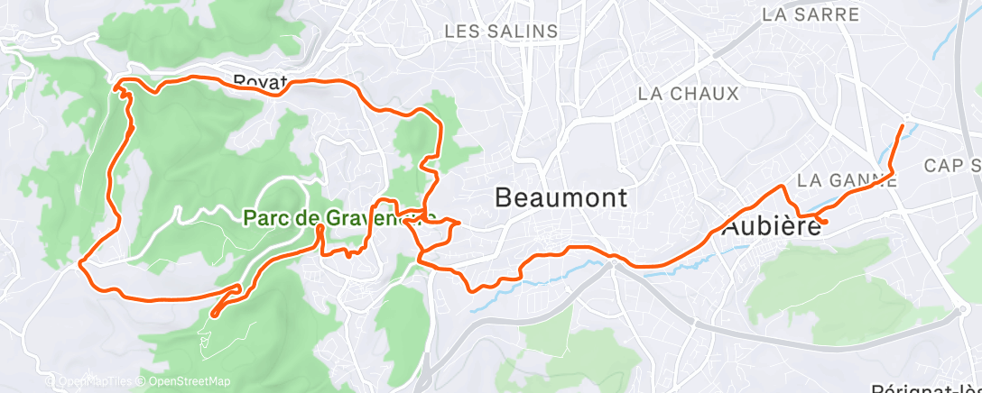 Map of the activity, Sortie VTT dans l'après-midi