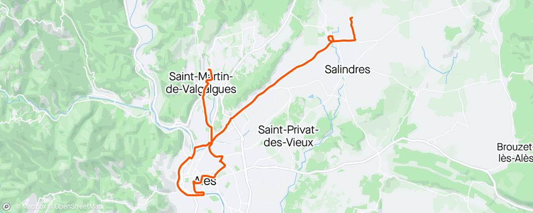 Map of the activity, Petite sortie VTT sur route sur Alès