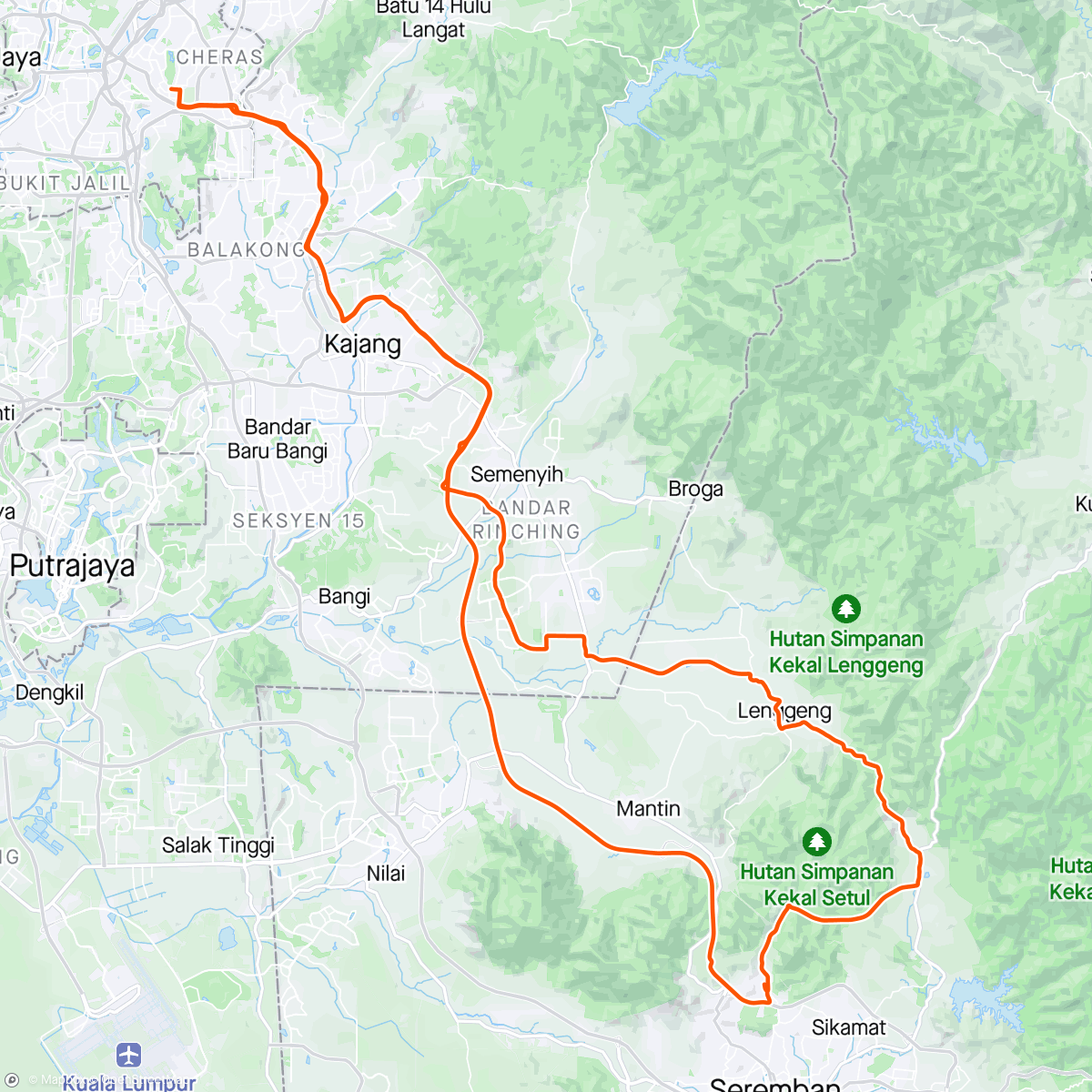 「Temiang-Lenggeng Ride」活動的地圖