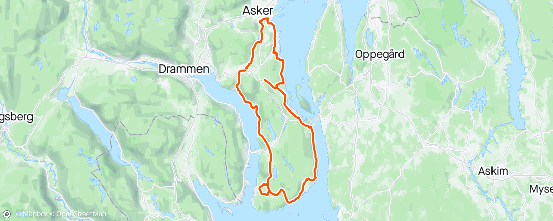 「Solo kveldsracer i Asker kommune」活動的地圖