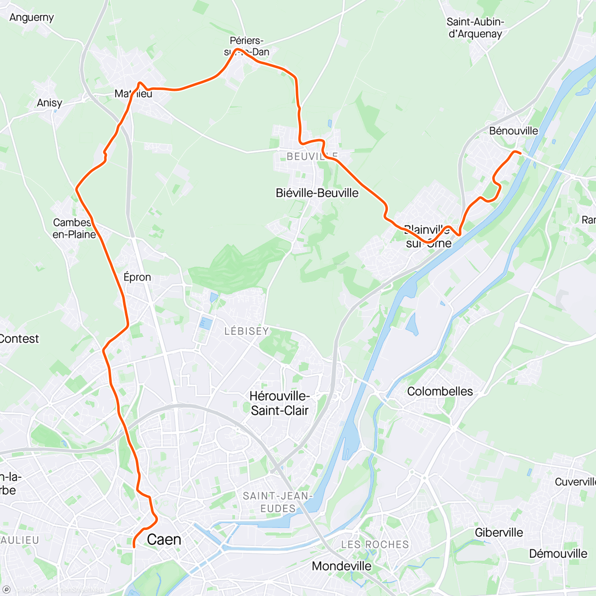 Map of the activity, Semi marathon Caen