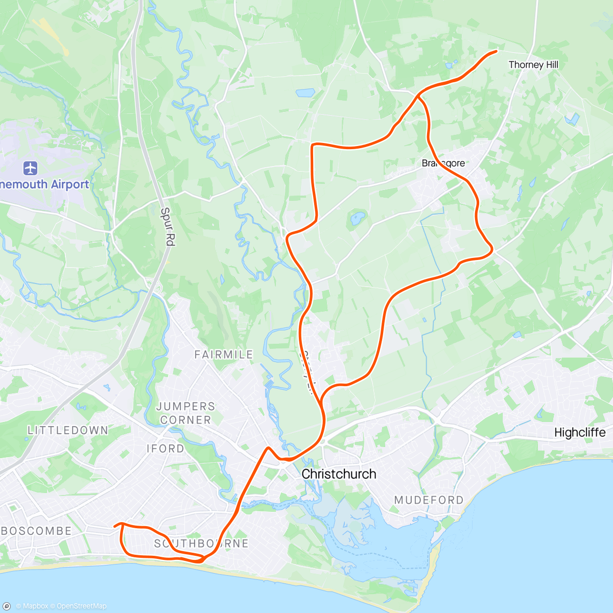 Map of the activity, Evening Ride zoom