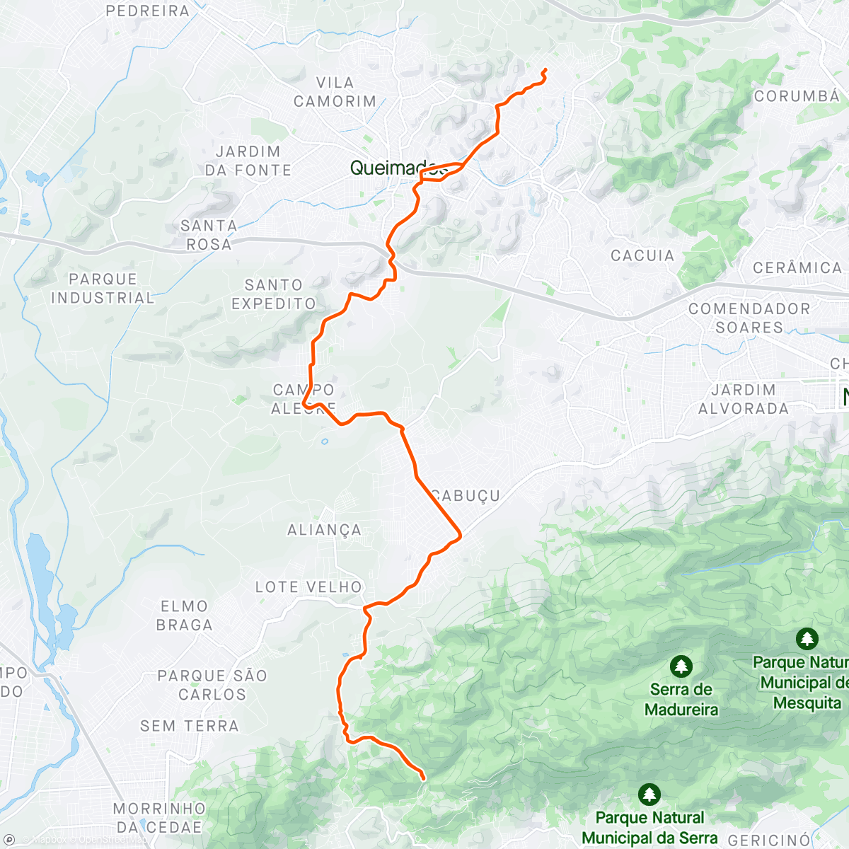 Mapa da atividade, Pedal Cachoeira do Mendanha!