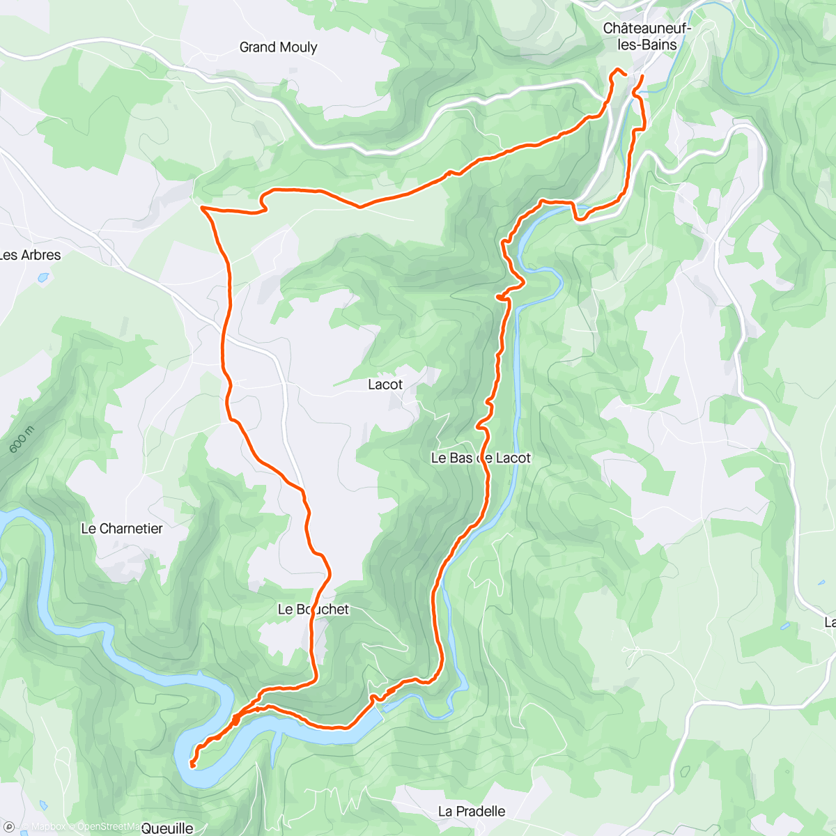 Map of the activity, Gorges de la sioule