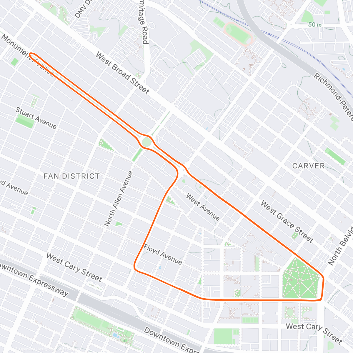 Map of the activity, Zwift - The Fan Flats in Richmond