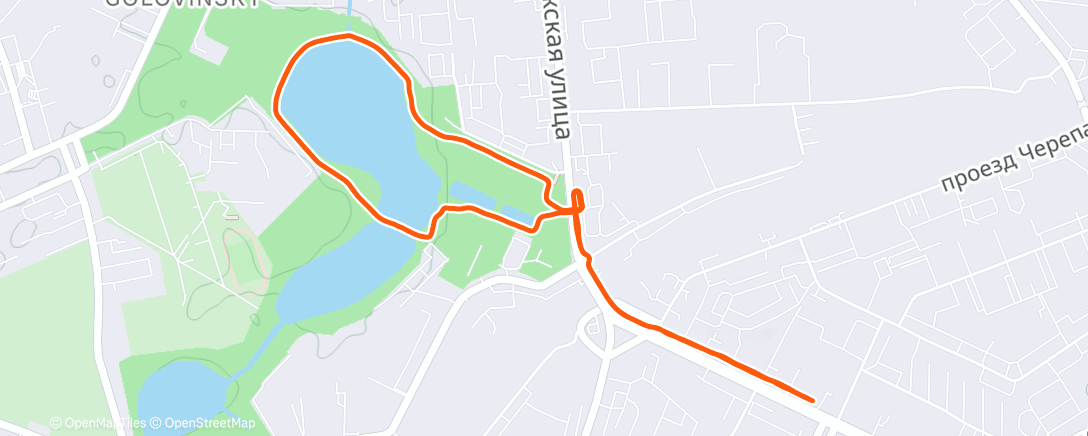 Map of the activity, Evening Run
