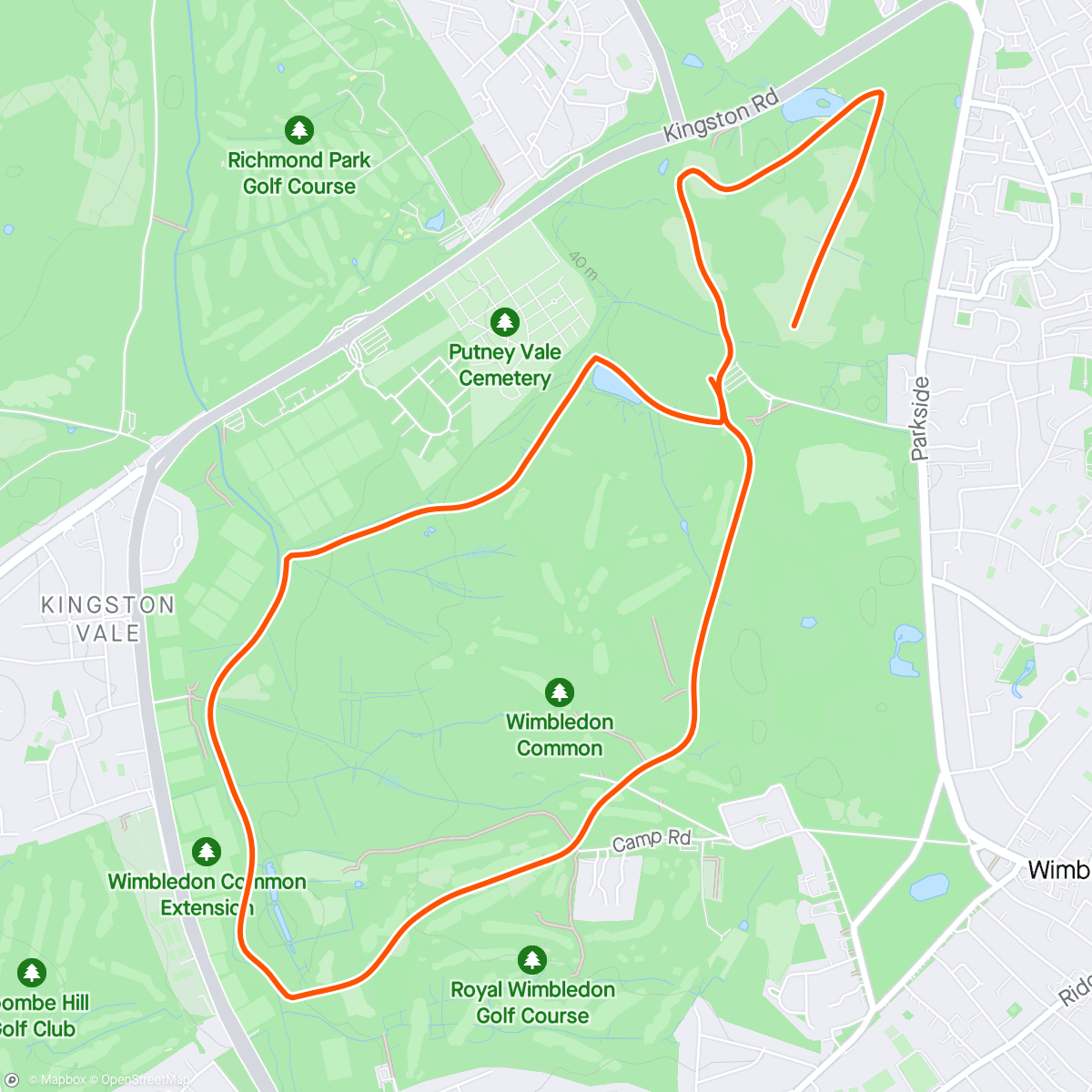 Map of the activity, Wimbledon Trail Series #1