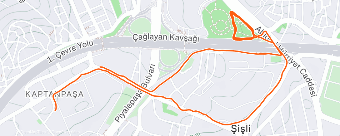 Map of the activity, Afternoon Run