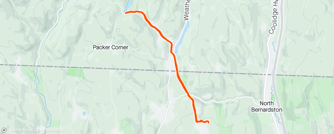 Map of the activity, 10x30s wheezy uphill strides