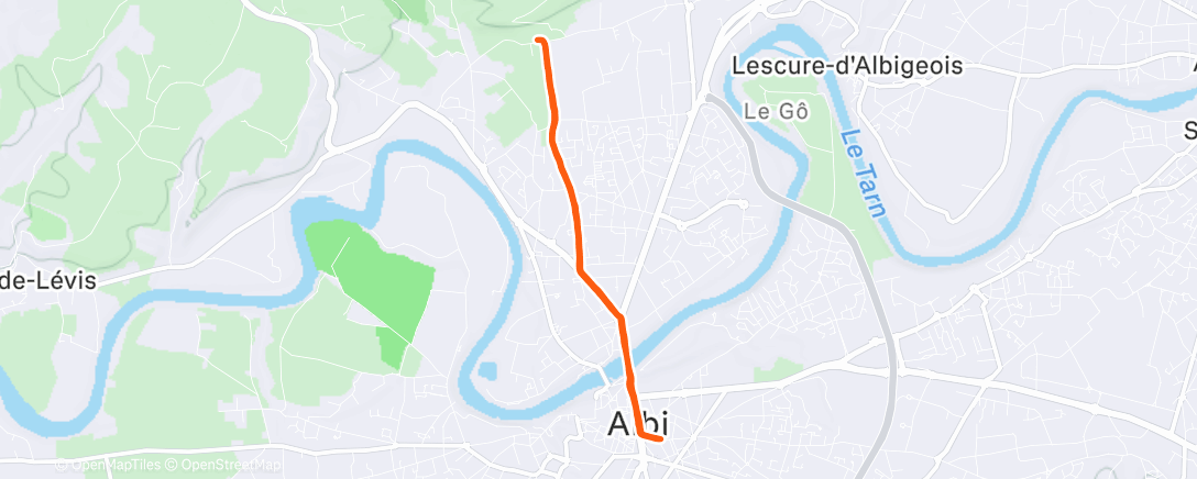 Map of the activity, Course à pied le matin