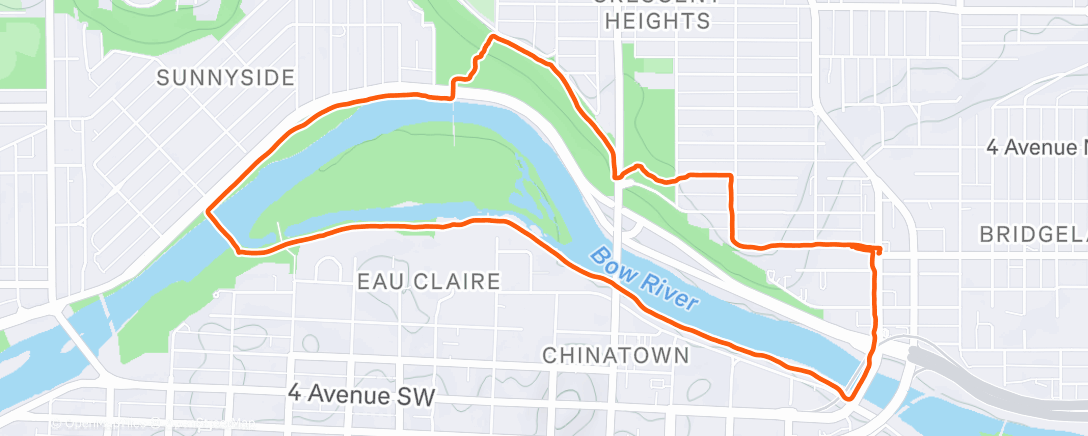 Map of the activity, Evening Run