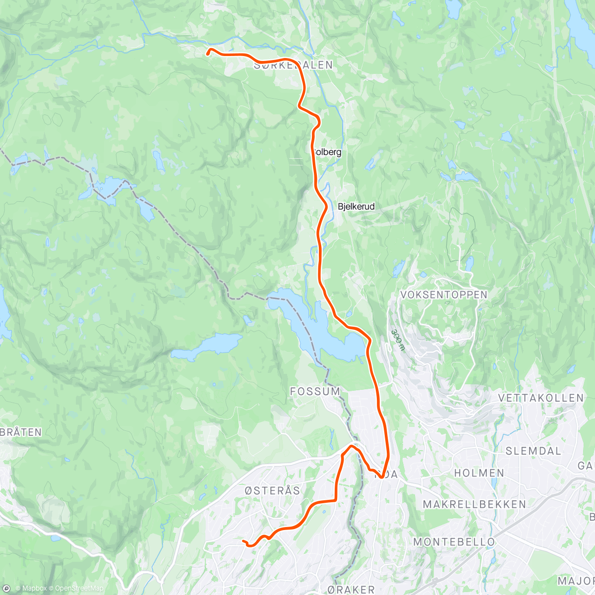 Map of the activity, 👩‍💻  + Sørkedalen + 🍕 med Merida💚