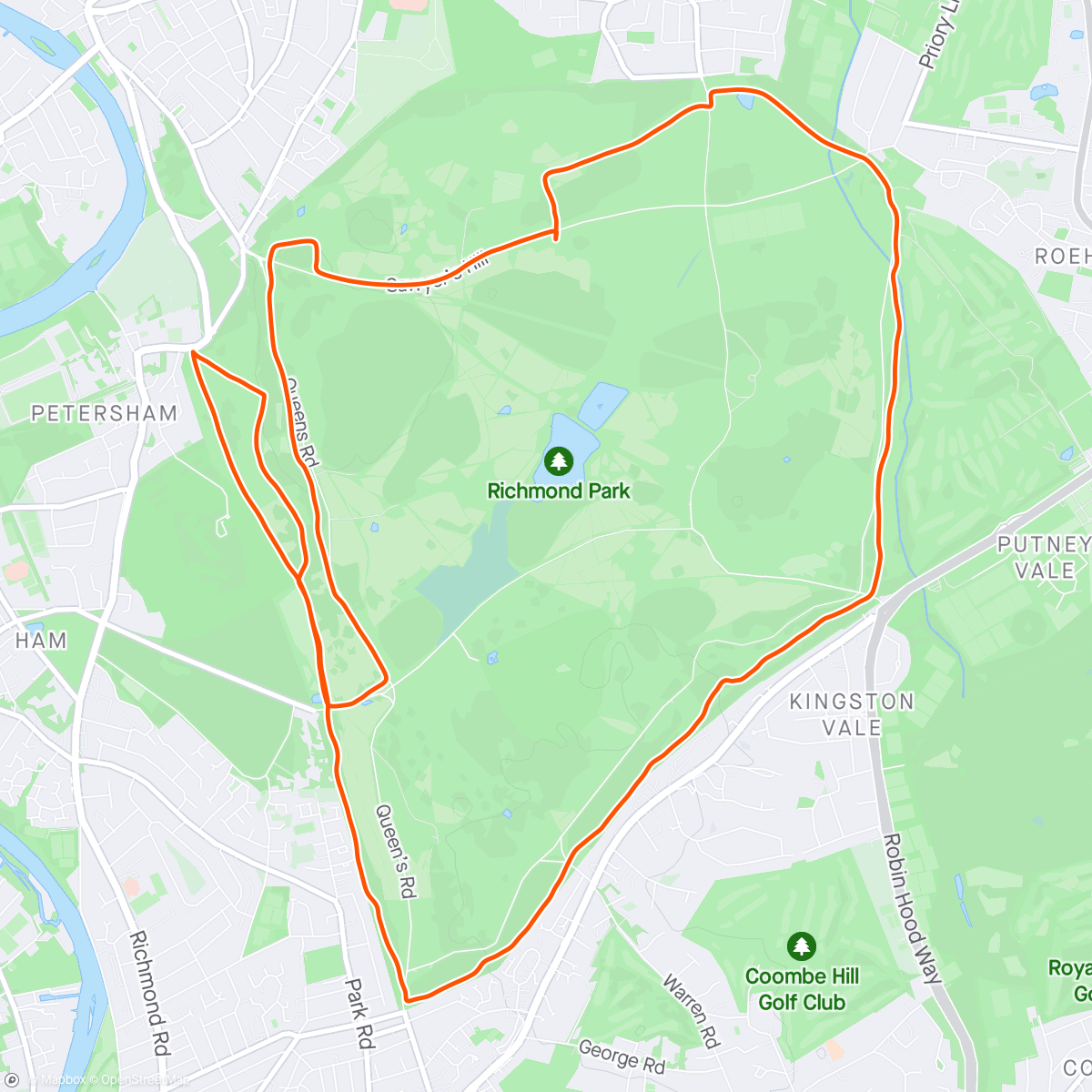 Map of the activity, Richmond upon Thames Run