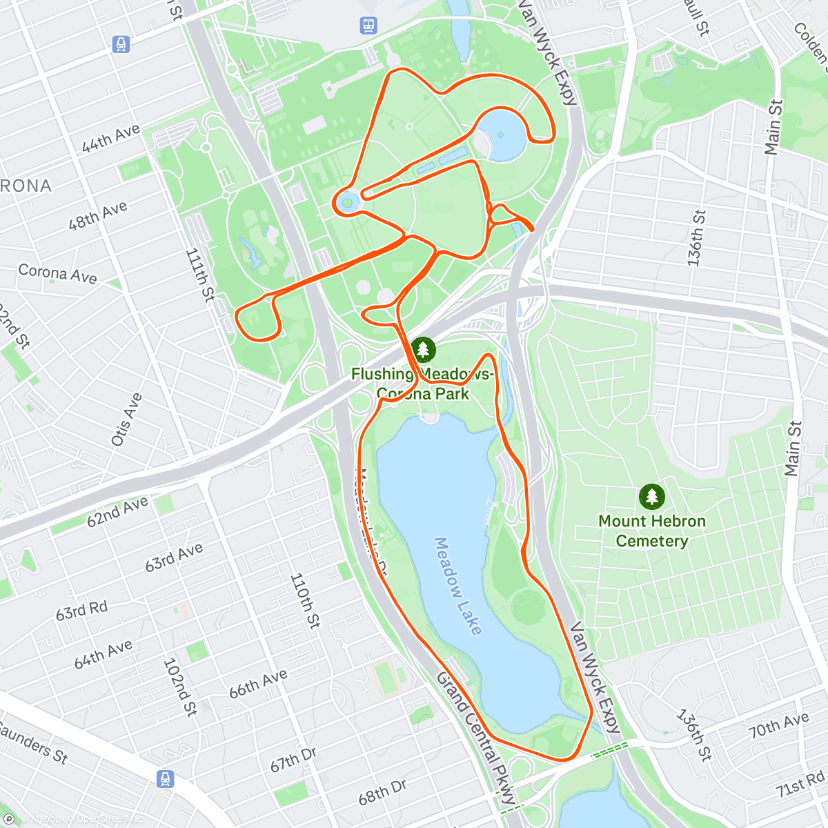 Map of the activity, 2024 Queens Half Marathon