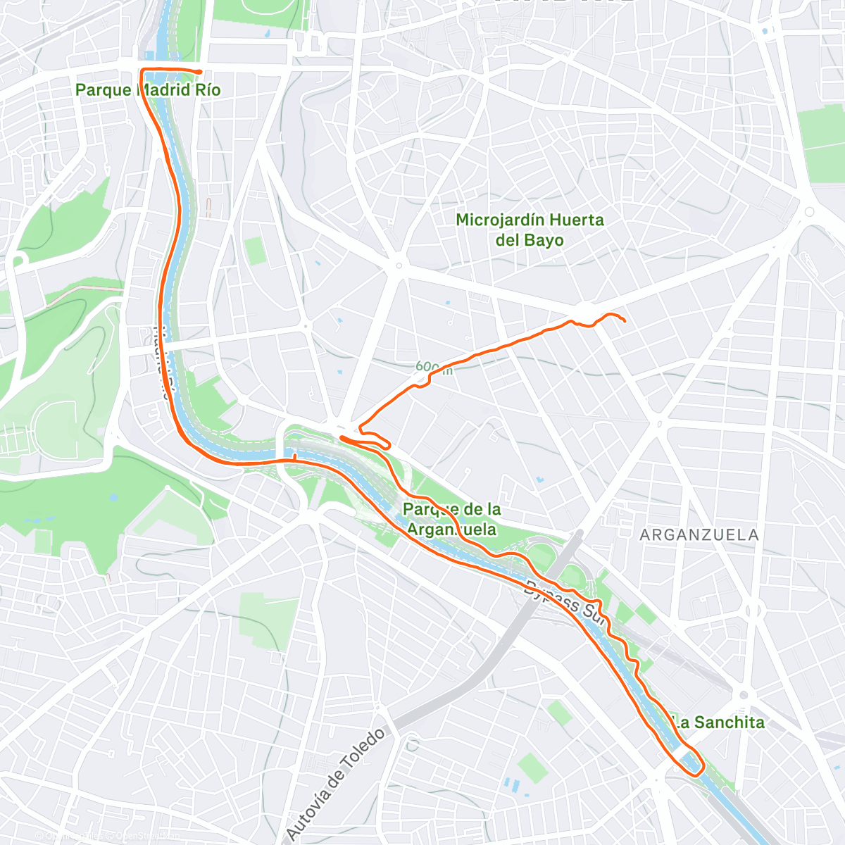 Map of the activity, Rodaje 10K + 5 rectas 100m r30"