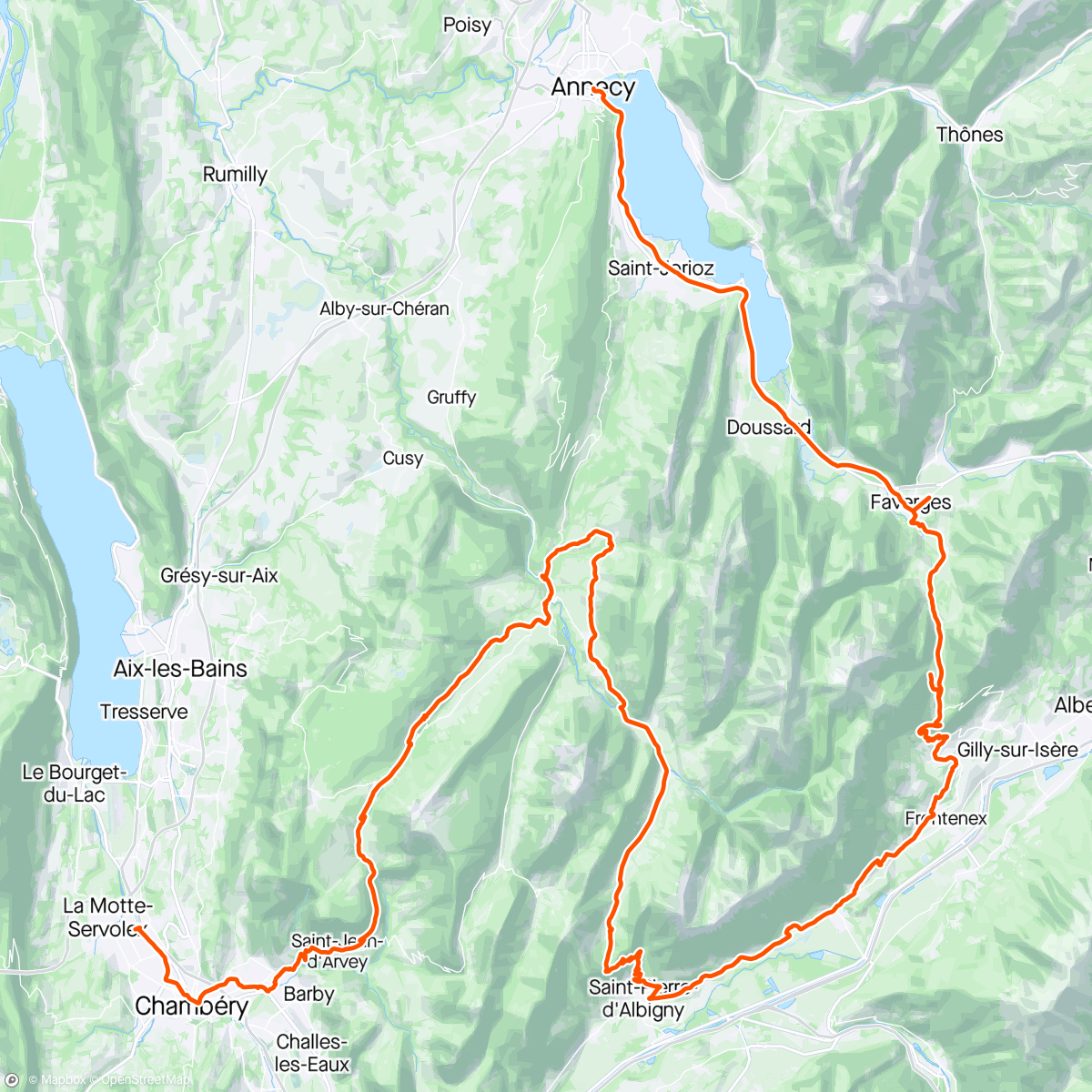 Map of the activity, J1 Annecy-Chambéry