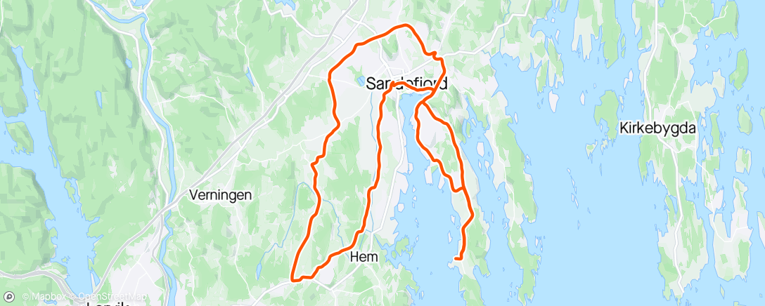 アクティビティ「Tjølling-runde med Sigrid 🌞」の地図