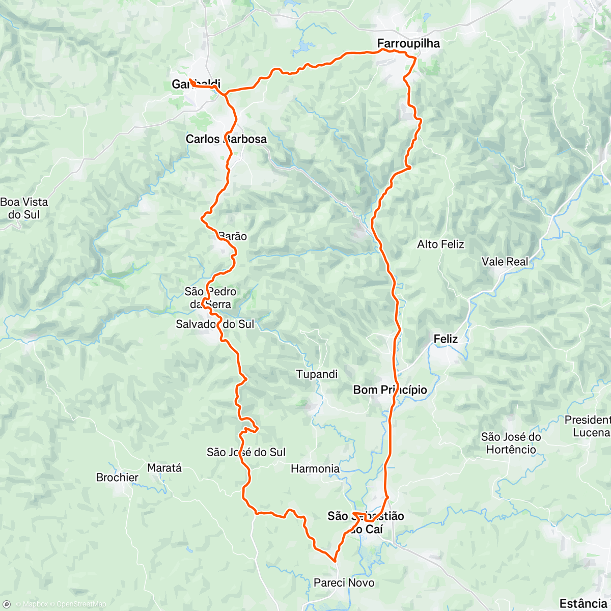 Map of the activity, Garibaldi - São Sebastião do Caí - São Vendelino -Farroupilha - Garibaldi