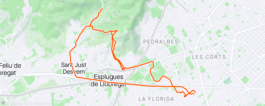 Mappa dell'attività Bicicleta al anochecer