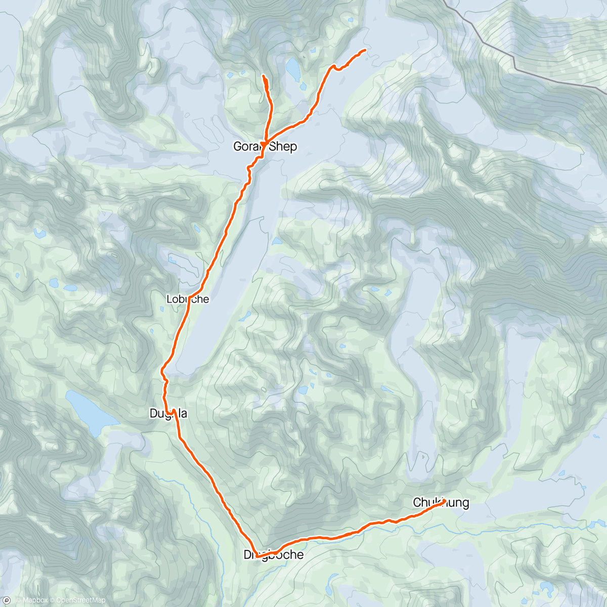 Map of the activity, EBC-Kalapathar-Chukhung-Dingboche