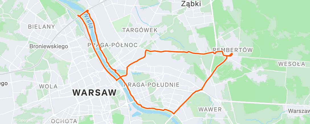 Map of the activity, Evening Ride