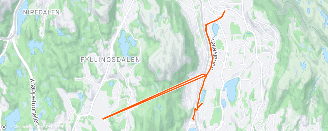 Map of the activity, 7*6min Fjøsanger