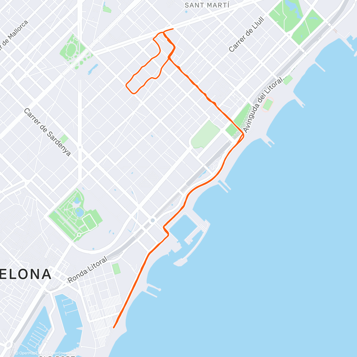 Map of the activity, Recovery Run w/Julie