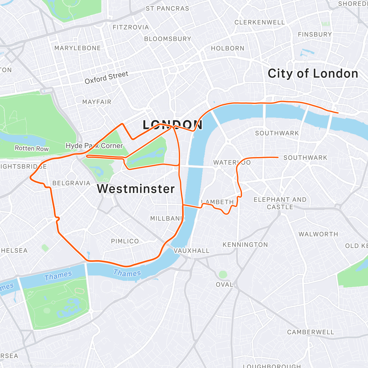 Map of the activity, Zwift - London Calling in London