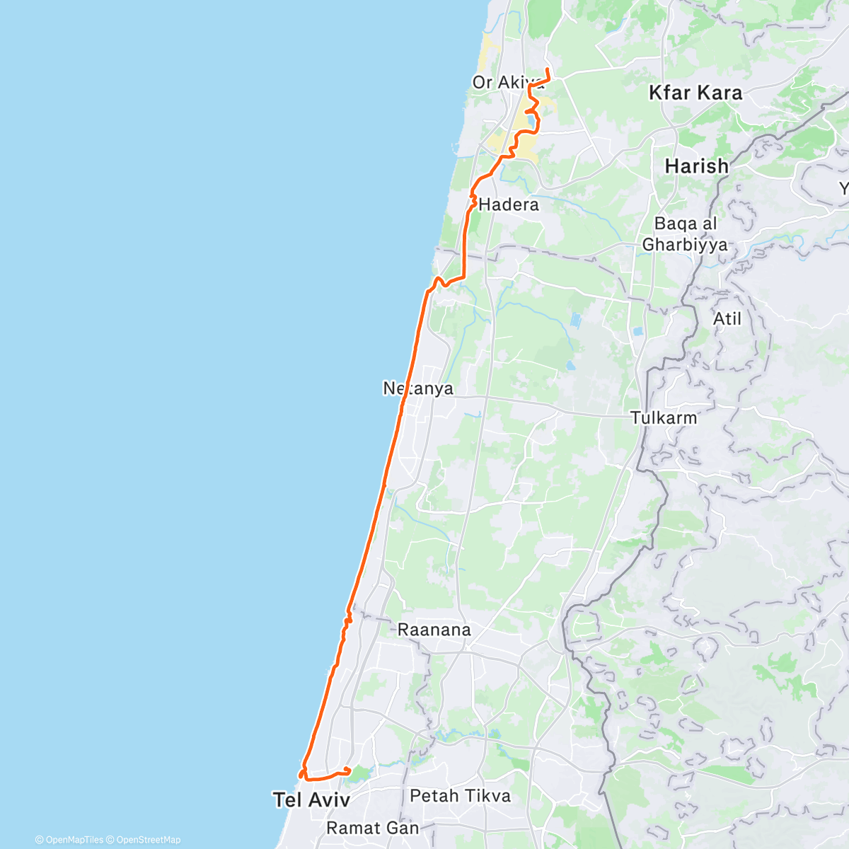 Map of the activity, Zaznu טיול ים לת"א