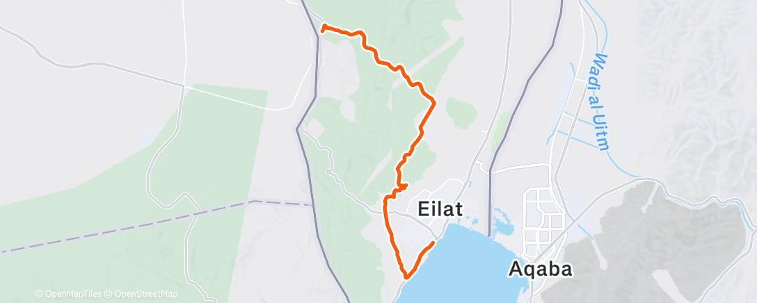 Map of the activity, Nekhel to Eilat ride