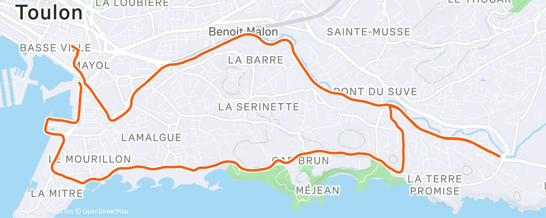 Map of the activity, Course à pied le matin