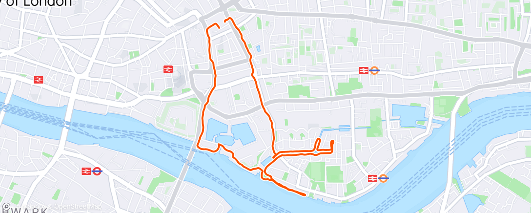 Map of the activity, Afternoon run with David